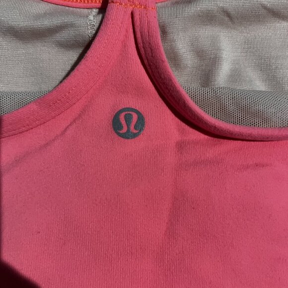 Lululemon Pink, melon, coral Racerback Tank Top With Built-In Bra Size 6 - Picture 4 of 6